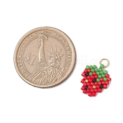 Glass Seed Beaded Strawberry Pendants&nbsp;PALLOY-CJ00125