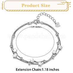Anti-Tarnish Rhodium Plated 925 Sterling Silver Satellite Chain Multi-strand Bracelets with Star Beaded&nbsp;JB708A