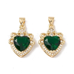 Brass Micro Pave Green Cubic Zirconia Pendants&nbsp;KK-G415-35G