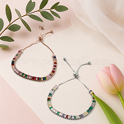 3Pcs 3 Colors Brass Pave Cubic Zirconia Beads Slider Bracelets for Women&nbsp;BJEW-GO0001-07