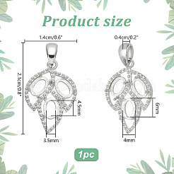 1Pc Rhodium Plated 925 Sterling Silver Pendant Cabochon Settings&nbsp;STER-PH0001-91