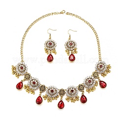 Alloy Rhinestone Bib Necklaces & Dangle Earrings Sets&nbsp;FS-WG6751B-06