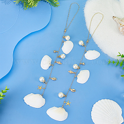 2Pcs Shell & Alloy Pendant Decorations&nbsp;HJEW-PH02270