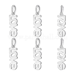 6Pcs 925 Sterling Silver Word Love Charms&nbsp;STER-PH0003-14