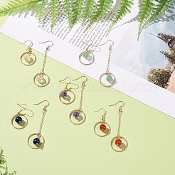 Natural Gemstone Round Beads Dangle Earrings&nbsp;EJEW-JE05141
