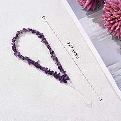 Natural Amethyst Chips Cell Phone Lanyard Wrist Strap&nbsp;HJEW-SW00018-02