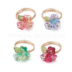 Electroplate Glass Beaded Rings&nbsp;RJEW-TA00195