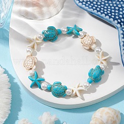 Synthetic Turquoise Beaded Stretch Bracelets for Women&nbsp;BJEW-JB11122