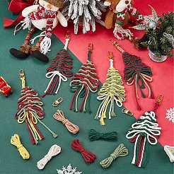 DIY Handmade Woven Cotton Christmas Tree Keychain Making Kits&nbsp;DIY-SC0028-13B