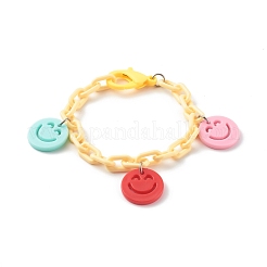 Opaque Acrylic Smiling Face Charm Bracelets&nbsp;BJEW-JB06258