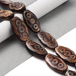 Oval with 3-Eye Pattern Tibetan Style dZi Beads Strands&nbsp;G-NH0001-14B