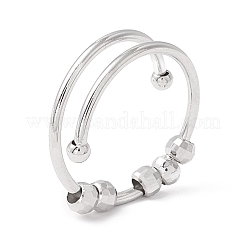 Brass Rotating Beaded Open Cuff Ring&nbsp;LS-RJEW-H102-02P