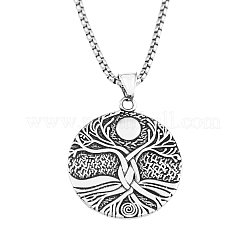 Viking Stainless Steel Box Chain Tree of Life Pendant Necklaces for Men&nbsp;PW-WGA998B-01