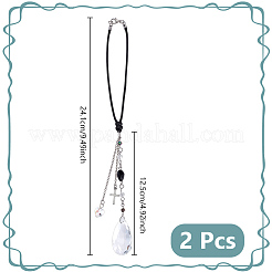 2Pcs Alloy Glass Teardrop with Cross Pendant Decorations&nbsp;HJEW-UN00121