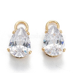 Brass Clear Cubic Zirconia Charms&nbsp;ZIRC-G170-13