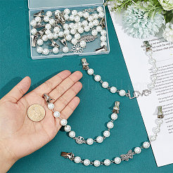 8Pcs Glass Pearl Bead & Alloy Charm Links Sweater Shawl Clip&nbsp;HJEW-PH02388