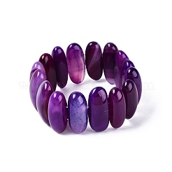 Oval Natural Agate Beaded Stretch Bracelets for Women Men&nbsp;G-Q601-23E