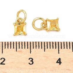 Brass Pave Cubic Zirconia Pendants&nbsp;KK-I355-13G