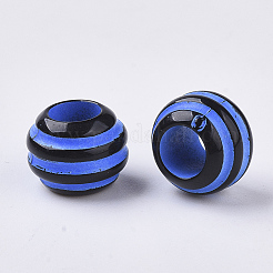 Spray Painted Stripe Opaque Acrylic European Beads&nbsp;SACR-S303-002A-01