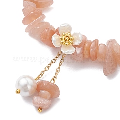 3Pcs Natural Sunstone & New Jade & Labradorite Chip Beaded Charm Bracelets&nbsp;BJEW-JB12312
