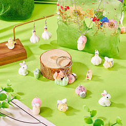 16Pcs 8 Styles Flocking Resin Pendants&nbsp;RESI-TA0004-16