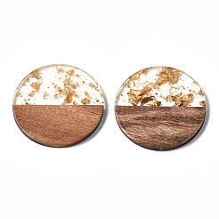 Transparent Resin & Walnut Wood Pendants&nbsp;RESI-T023-10-A01