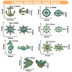 42Pcs 7 Styles Ocean Theme Alloy Pendants&nbsp;FIND-FH0006-32