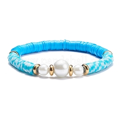 Handmade Polymer Clay Heishi Beads Stretch Bracelet&nbsp;BJEW-JB07453