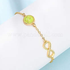 Sports Brass Micro Pave Cubic Zirconia Infinity Link Bracelets&nbsp;BJEW-D386-01A-G