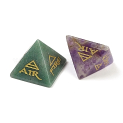 6Pcs Natural Obsidian &  Red Jasper & Amethyst & Tiger Eye & Rose Quartz & Green Aventurine Orgonite Pyramid Display Decorations&nbsp;G-C186-06
