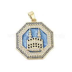 Rack Plating Brass Micro Pave Clear Cubic Zirconia Pendants&nbsp;KK-H474-22G