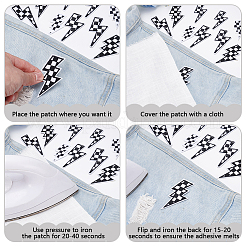 20Pcs 4 Styles Polyester Gloss Yarn Black and White Check Embroidery Cloth Ornament Accesories&nbsp;DIY-DR0002-61