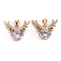Brass Micro Cubic Zirconia Pendants&nbsp;GLAA-S193-014