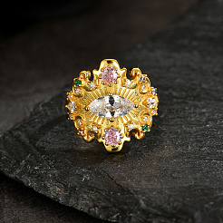 Brass Micro Pave Cubic Zirconia Finger Rings for Women&nbsp;QS5148-3