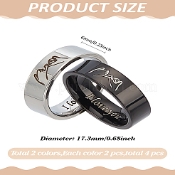 4Pcs 2 Colors Word I Love You Stainless Steel Couple Finger Rings&nbsp;RJEW-LP0001-23