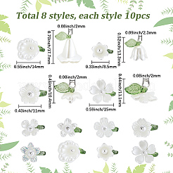 80Pcs 8 Styles Acrylic Flower Pendants&nbsp;PALLOY-SC0001-19