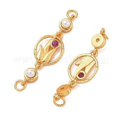 Brass Pave Cubic Zirconia Flower Links Connector Charms&nbsp;KK-D113-04G-02