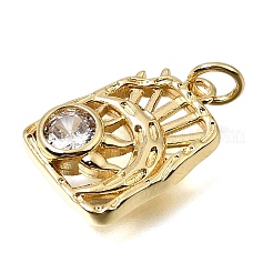 Brass Pave Clear Cubic Zirconia Pendants&nbsp;CU-CBAEEA8-31G