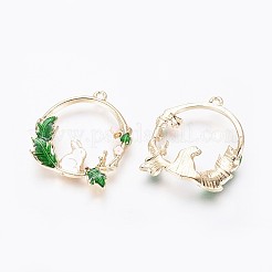 Golden Plated Alloy Enamel Bunny Pendants&nbsp;ENAM-L024-L01-G