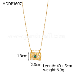 304 Stainless Steel Micro Pave Cubic Zirconia Rectangle with Eye Pendant Necklaces&nbsp;NJEW-OY002-49G