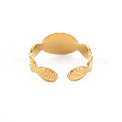 Ion Plating(IP) 304 Stainless Steel Open Cuff Finger Ring Cabochon Settings&nbsp;STAS-S119-161G