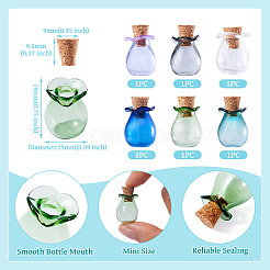 6Pcs 6 Colors Glass Bottles Ornament&nbsp;AJEW-TA0001-74