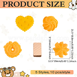 50Pcs 5 Styles Opaque Resin Cabochons&nbsp;RESI-MA0001-02