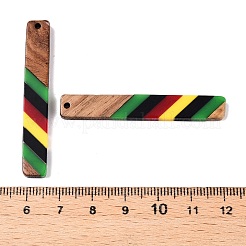 Jamaican Colour Epoxy Resin & Walnut Wood Pendants&nbsp;RESI-N039-122D