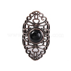 Natural Obsidian Retro Finger Rings&nbsp;RJEW-B067-02R-29
