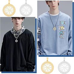 6Pcs 2 Colors 304 Stainless Steel Norse Viking Compass Amulet Pendants&nbsp;STAS-UN0038-27