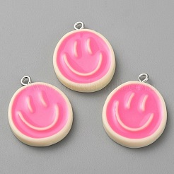 Opaque Resin Enamel Pendants&nbsp;RESI-WH0036-20B