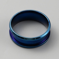 304 Stainless Steel Grooved Finger Ring Settings&nbsp;RJEW-WH0010-08C-BL