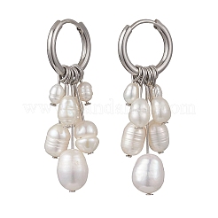 Rice Natural Pearl Hoop Earrings&nbsp;EJEW-JE06933-02