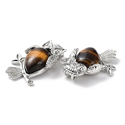 Natural Tiger Eye Teardrop Pendant Rhinestone Settings&nbsp;G-K339-02P-01